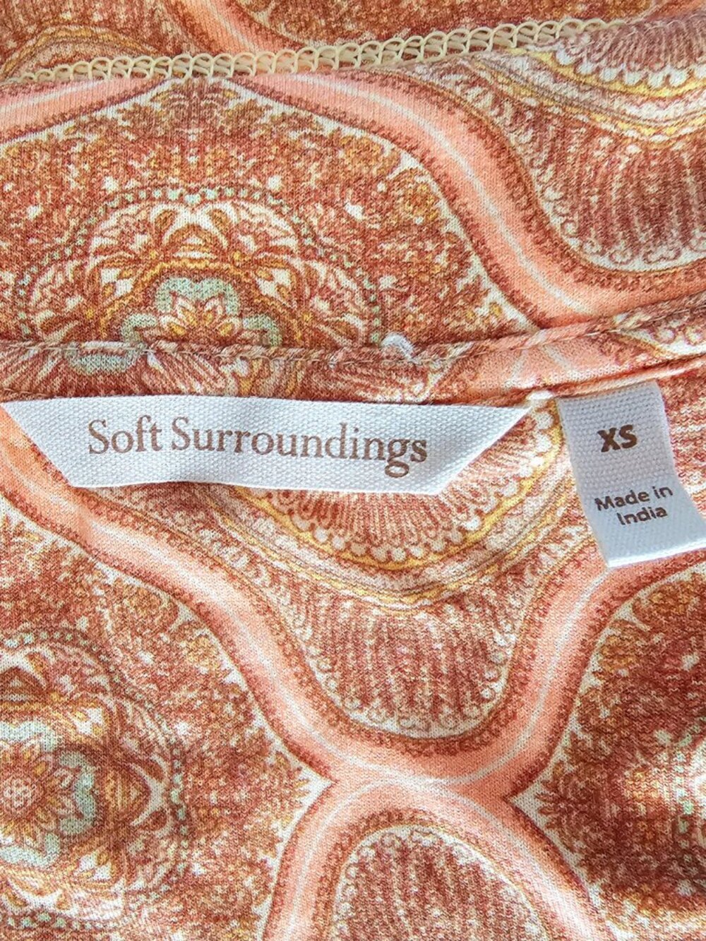 ✨Like New✨ Soft Surroundings Lilia Beaded V-Neck Tunic, Orange/Tan, Size XS - Picture 4 of 5